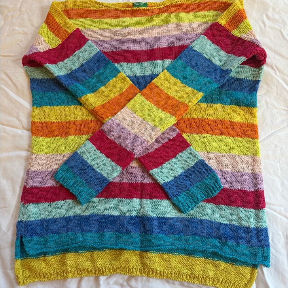 United Colors Of Benetton Women's Vintage Vibrant Striped Sweater